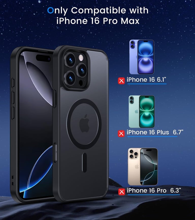 Magnetic Case iPhone 16 Pro Max Compatible with MagSafe, with 2 Screen Protectors + 1 Lens Protector