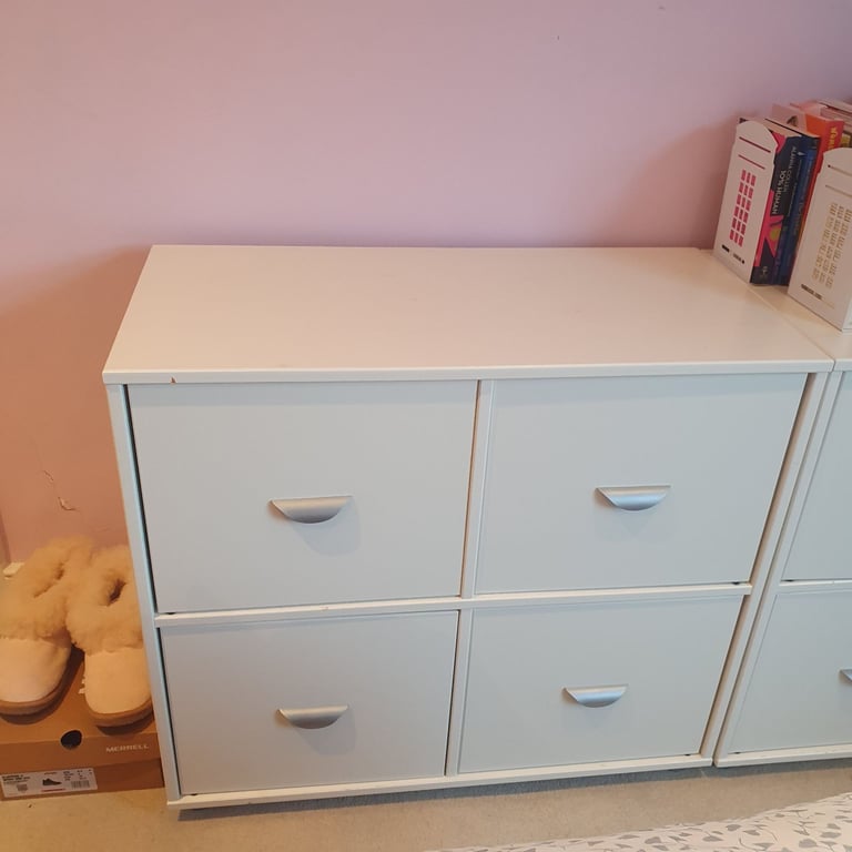 Bedroom White Cupboards with matching baskets 