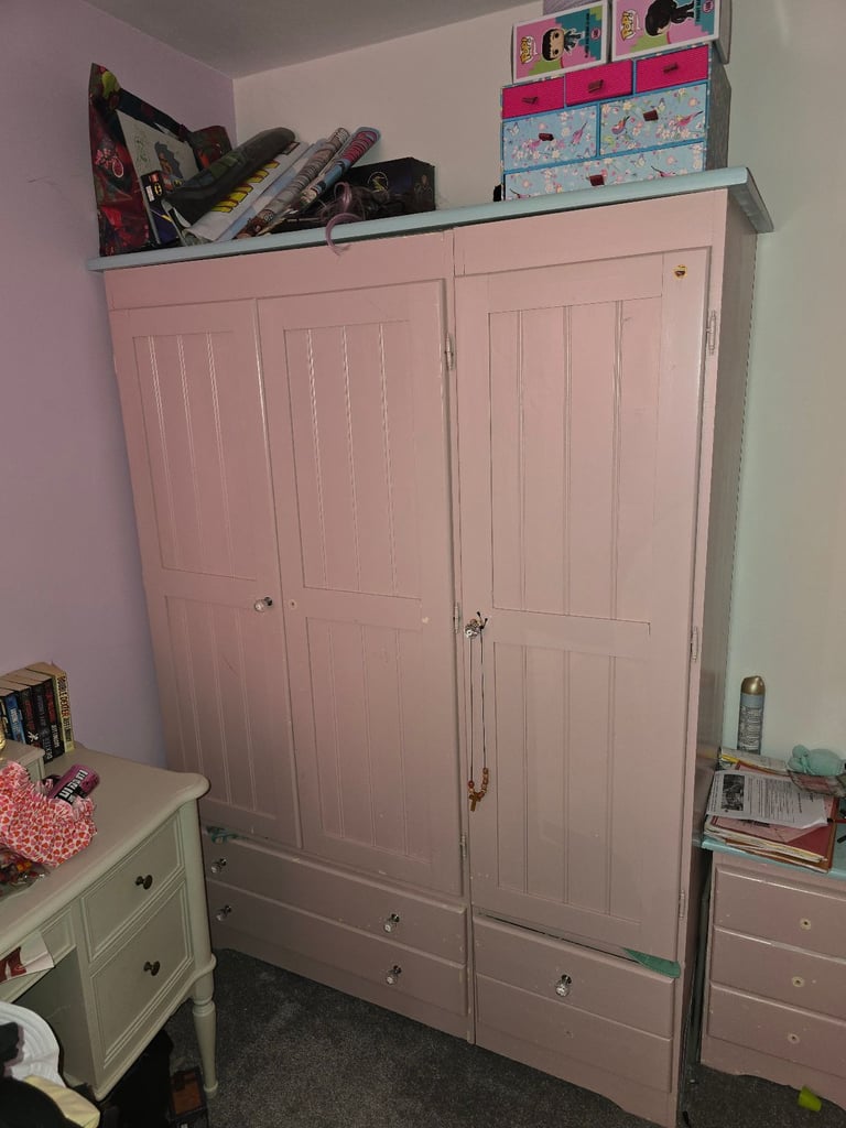 Solid painted wardrobe and drawers