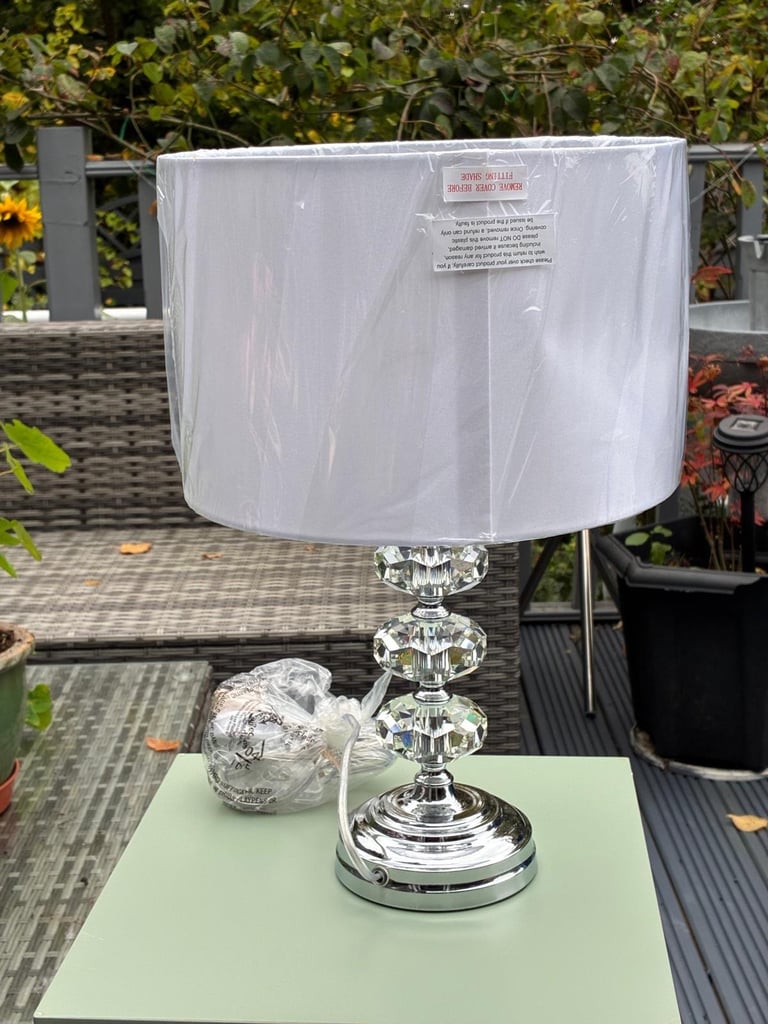 The Lighting Book  OLEANA decorative modern polished chrome & crystal glass table lamp