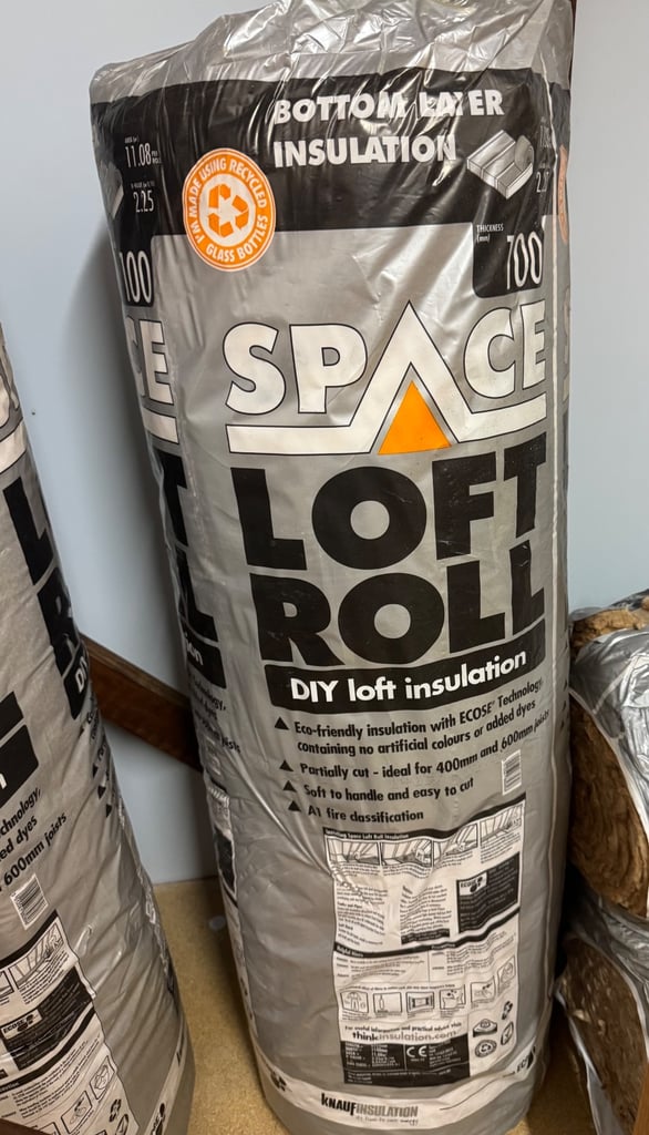 image for 4 x Packs Knauf Space Loft Roll Insulation 100mm – Eco-Friendly Loft Insulation, 11.07 m² per Pack