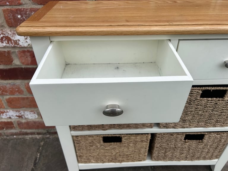 Oak & White Painted Console Table - Good Condition 