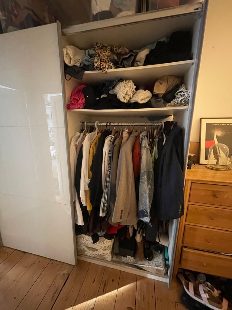 Large White Double Wardrobe with Large Mirror - for immediate collection