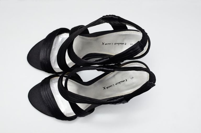 Emilio Luca x, Lohan, Ladies Black Party Strappy Stiletto Sandals – Size 5 – Worn Once - Boxed