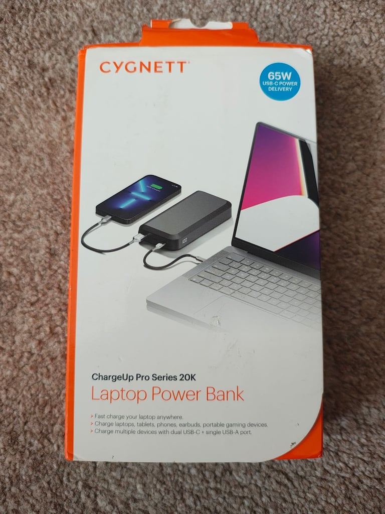 Cygnett Laptop power bank pro 20k 65W Black 