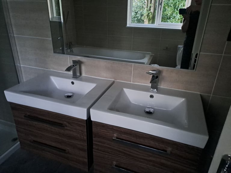 image for Walnut basin units with basins x 2