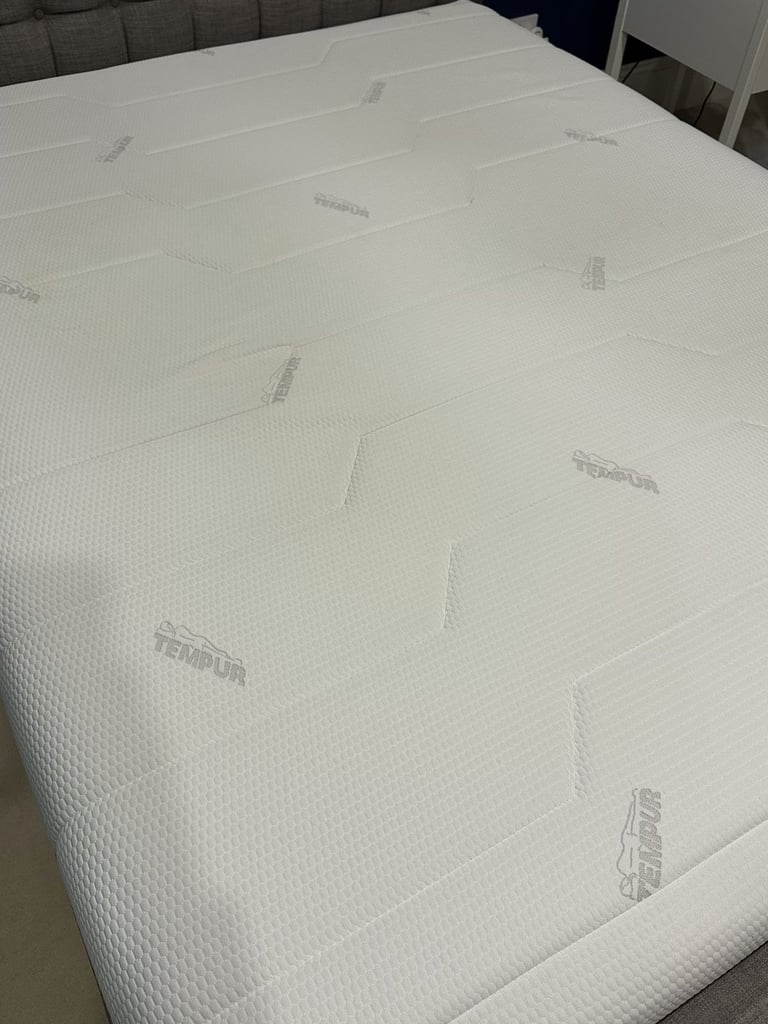 Grey Queen Size Bed With Tempur Memory Foam Mattress