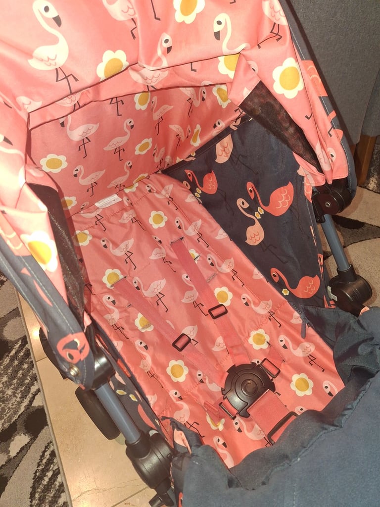 Cosatto supa 3 flamingo buggy with changin bag and footmuff