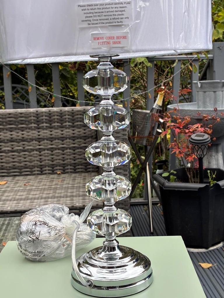The Lighting Book  OLEANA decorative modern polished chrome & crystal glass table lamp