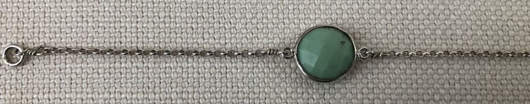 Handmade sterling silver bracelet with faceted seagreen gem ONO
