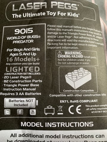 Laser Pegs Predator construction toy – similar to Lego in