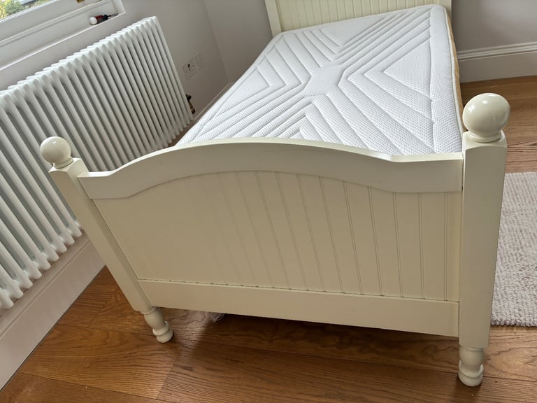 Single White Bed Frame with Mattress