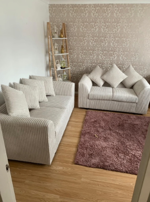Brand New Dylan Jumbo Cord Fabric L-Shape Corner in Cream