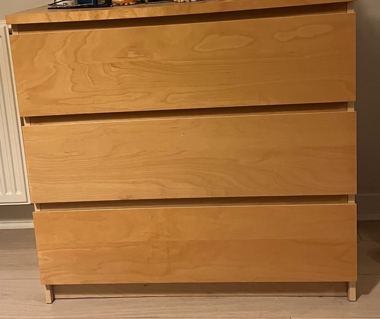 image for Ikea oak MALM chest of 3 drawers