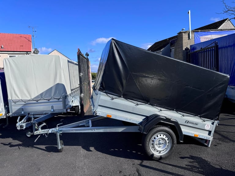 Brand New Zaslaw 205SU 7ft x 4ft single axle tipping trailer with frame and cover