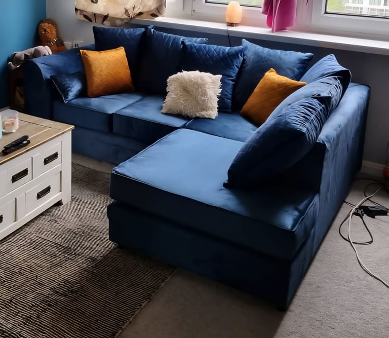 image for Navy blue corner sofa