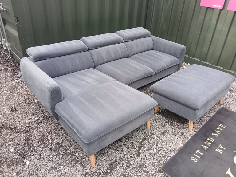 Grey chaise sofa corner L shape 3 seater FULLY CLEANED DELIVERY AVAILABLE 