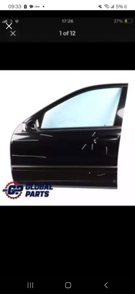 Mercedes w203 door front  obsidian left black metallic -197