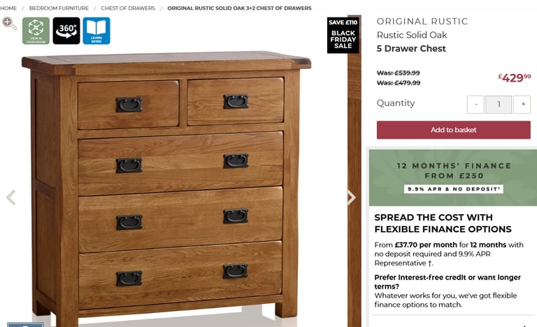 Oak Furnitureland Rustic Chest of Drawers