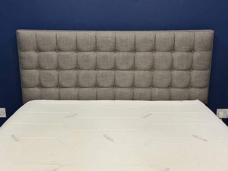 Grey Queen Size Bed With Tempur Memory Foam Mattress