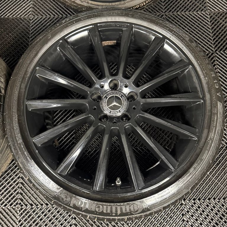19" GENUINE MERCEDES AMG C CLASS W205 BLACK TURBINE ALLOY WHEELS TYRES ALLOYS