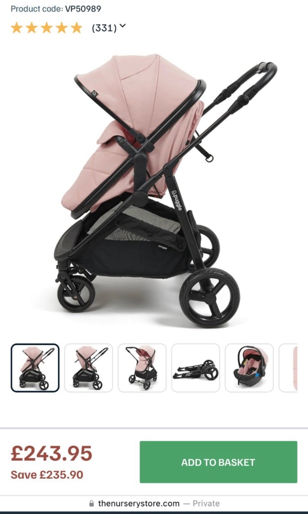 Blush pink travel system and car seat 