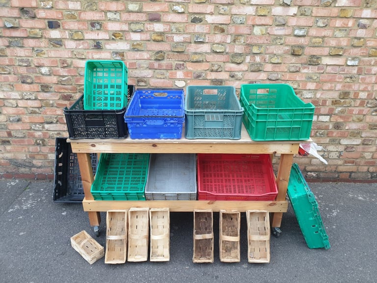 Shop Market Wooden Workbench Fruit Vegetables Trolley Display Unit Counter Top bar CARBOOT STAND