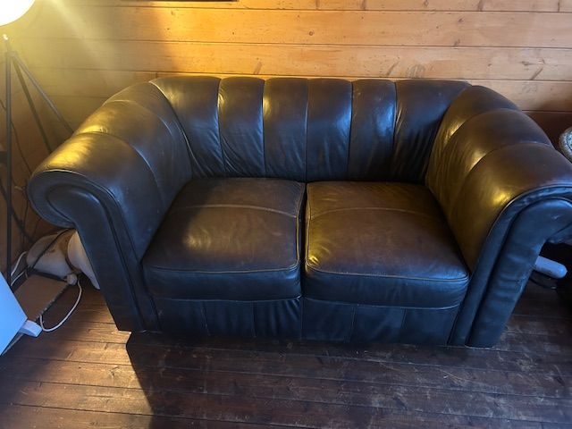 FREE! Leather 2 Seat Chesterfield Sofa