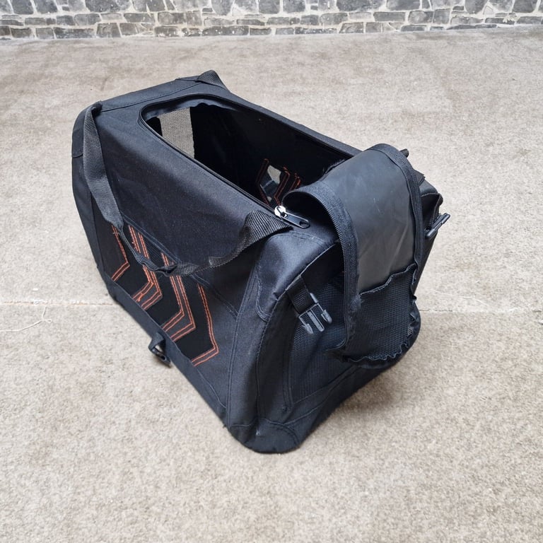 RAC Foldable Pet Carrier Crate – Black with Orange Trim