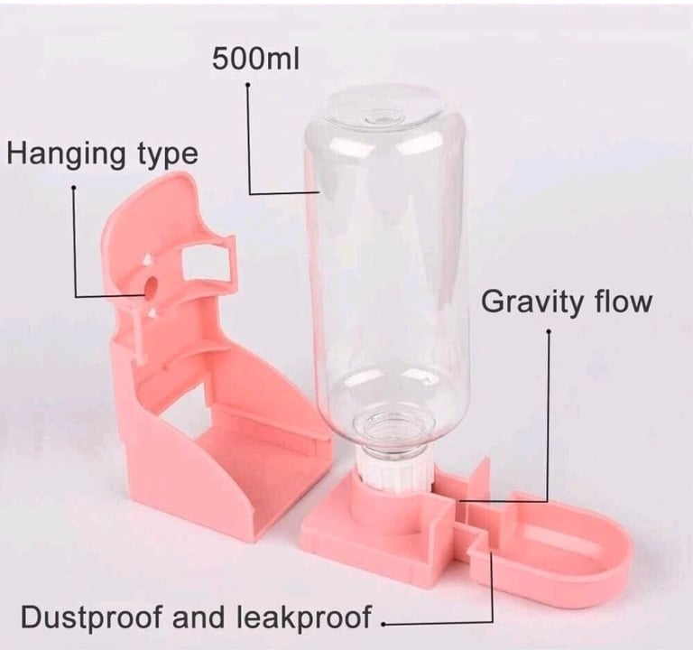 Suspended Water Dispenser Bottle 500ml for Small Animals Pets Portable - Blue