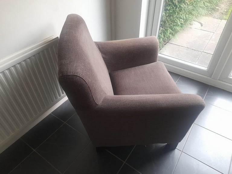 Ikea Large Dark Brown Fabric Armchair . 