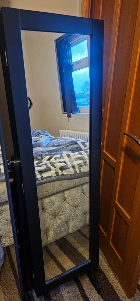 image for Freestanding Jewelry Cabinet Mirror Lockable