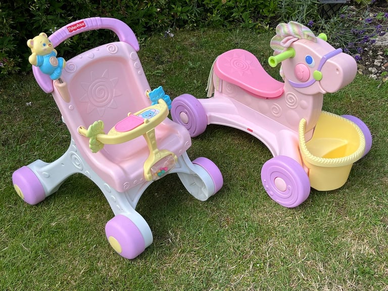 Fisher price roll along musical pony hotsell