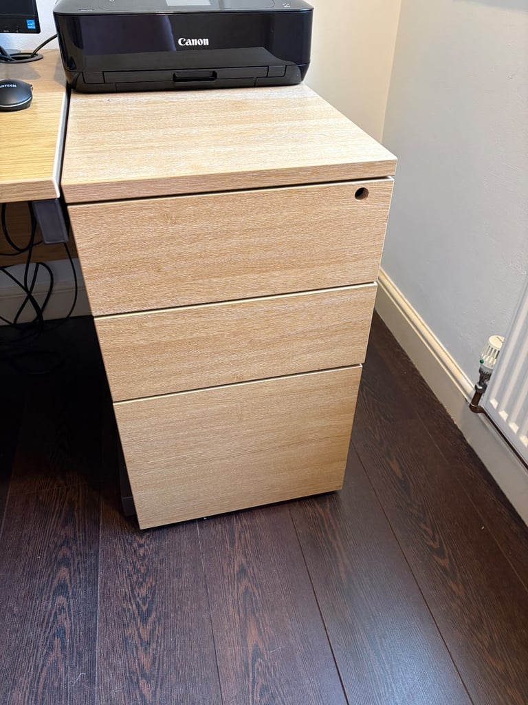 Office desk, side drawers and storage unit