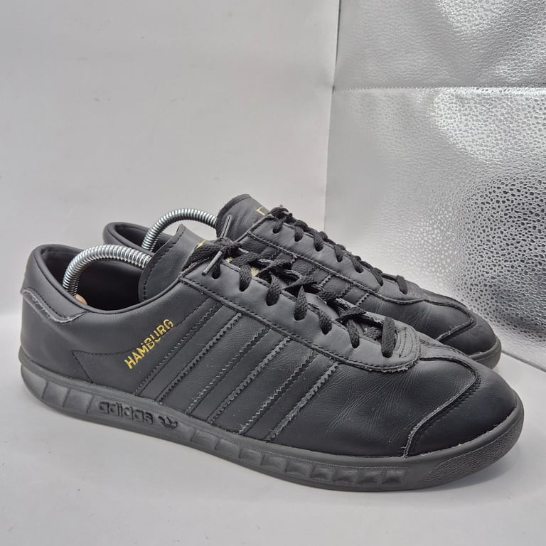 Adidas Hamburg Originals Black Leather Men's UK 9 Striped Casual Terraces