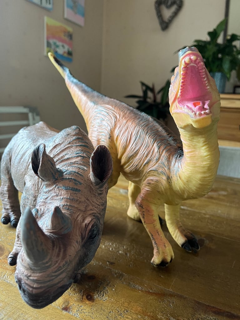 Large squishable hippo & dinosaur 