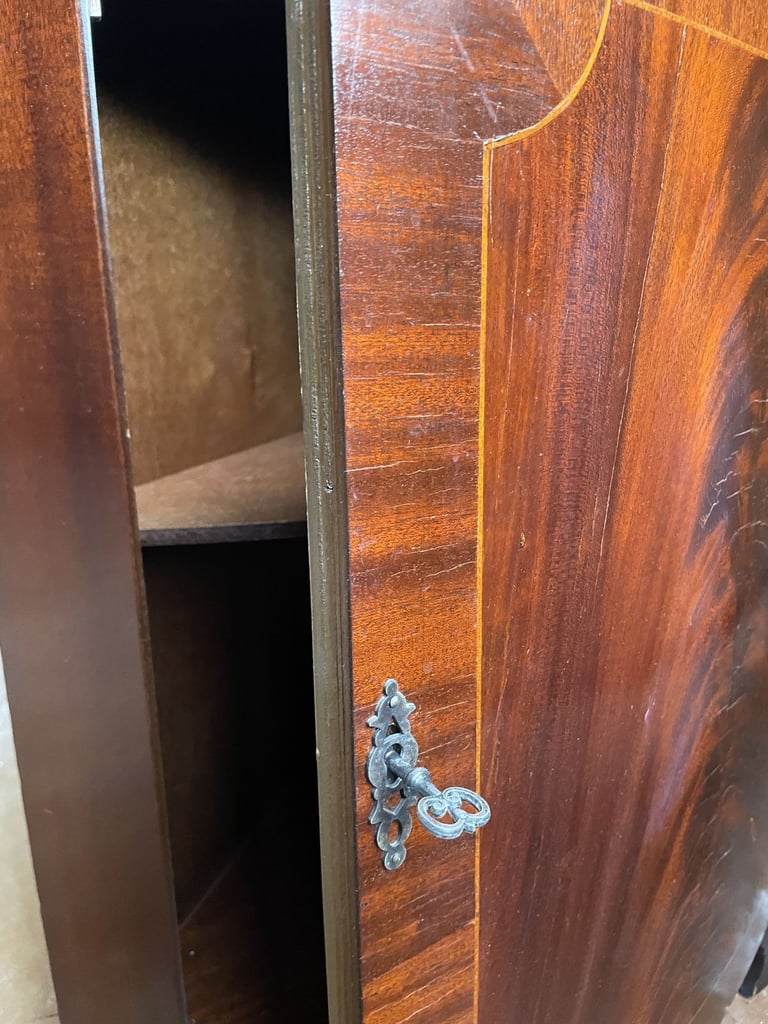 Antique  Edwardian Mahogany Corner Display Cabinet 