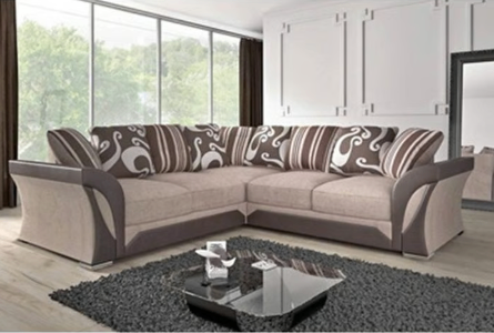 Brand New Shannon 3 Seater and 2 Seater Sofa Set - Brown with Beige