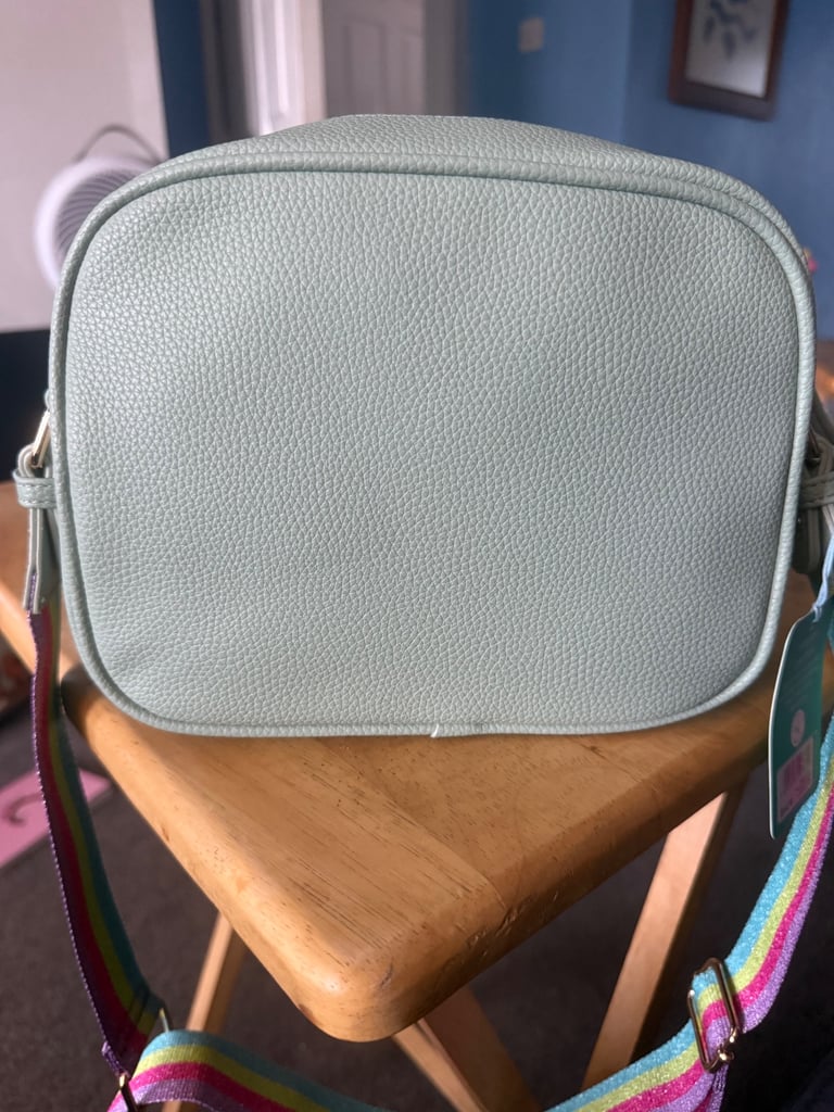 Vegan Leather Camera Bag With Strap | Mint