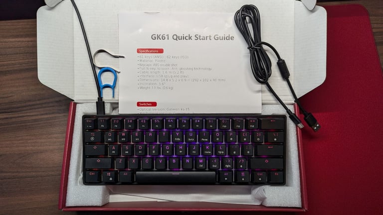 modified GK61 60% custom mechanical gaming keyboard (linear) with customizable RGB