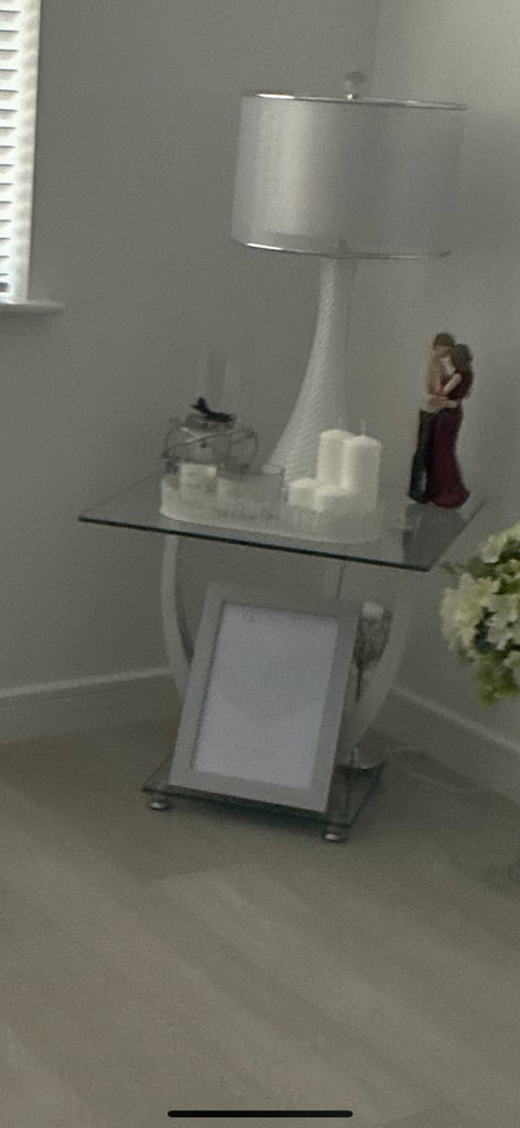 Glass table and light 