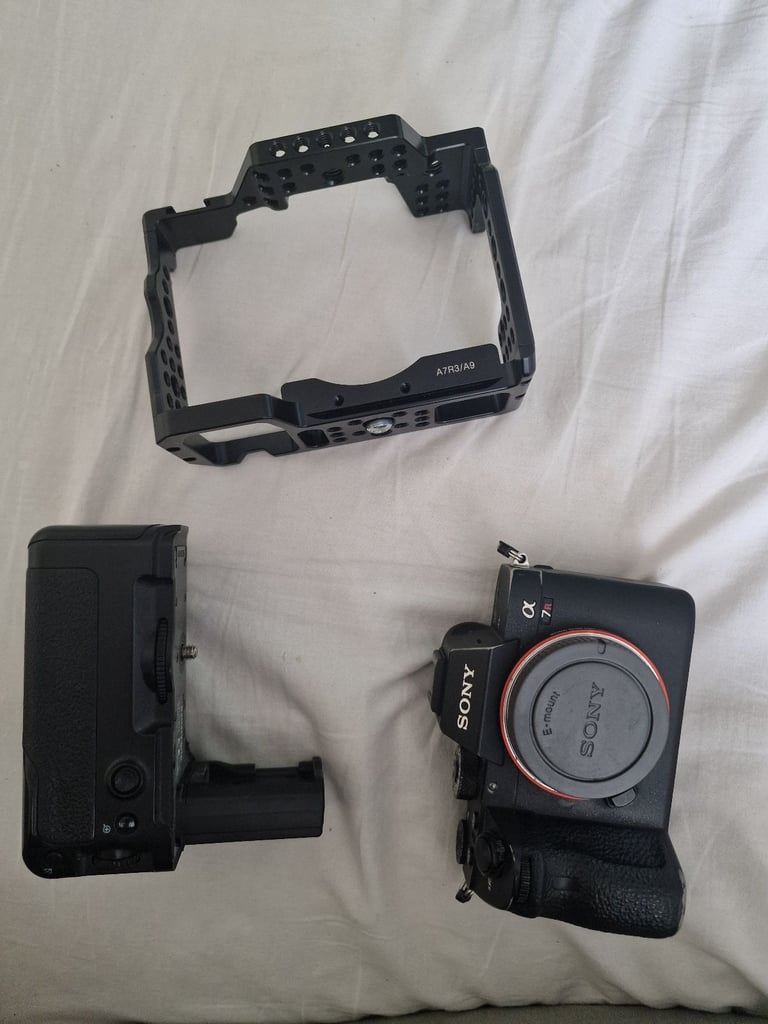 Sony A7Riii with Silicone case, Camera cage and camera Grip