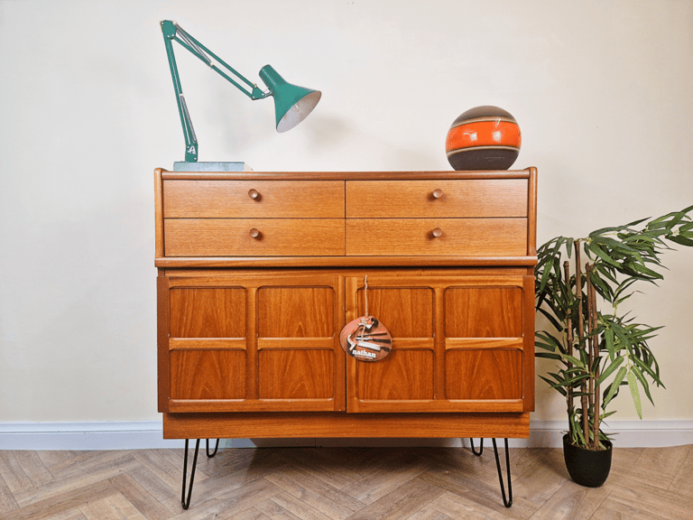 image for Nathan Mid Century Medium Teak Danish Design Compact Retro Sideboard Cabinet BL716