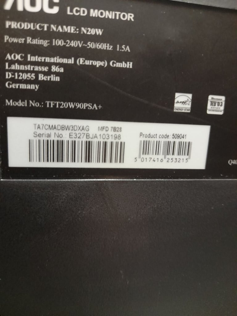 AOC lcd monitor W20W