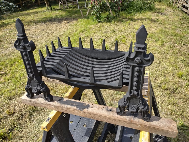 Cast Iron Fireback and Dog Grate