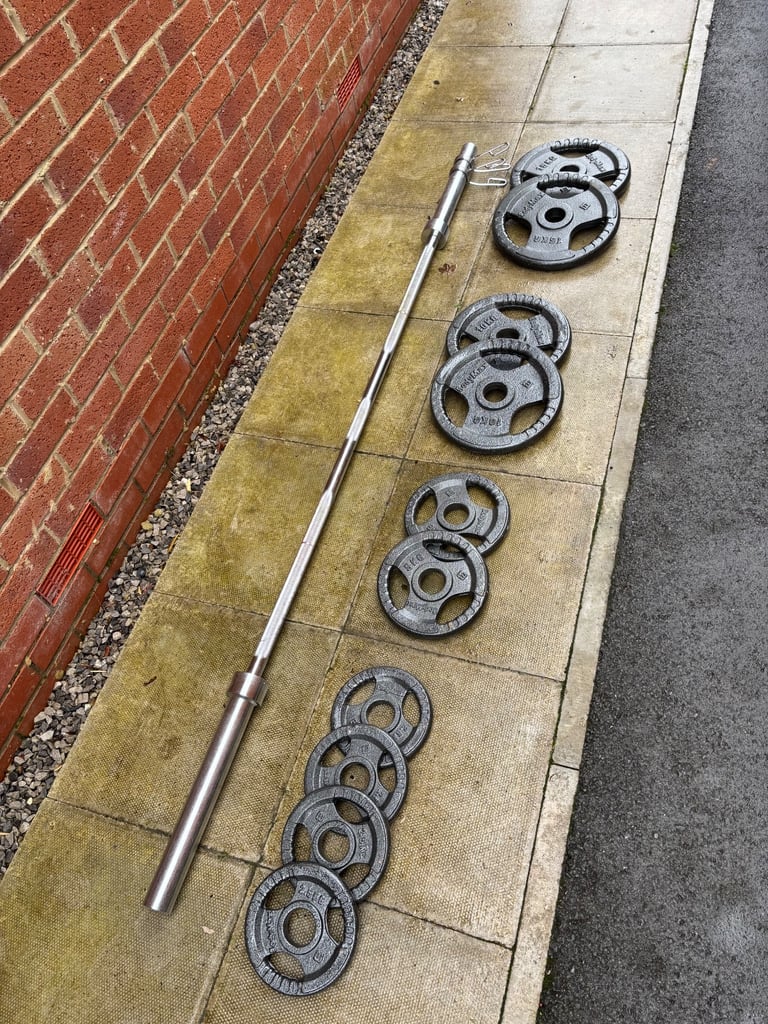 image for 70kg body max Olympic weights and 7ft barbell