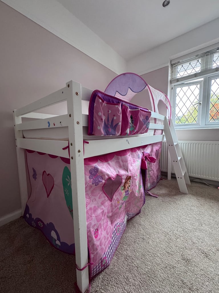 Moro Cabin Bed Midsleeper with Fairies Package in Classic White