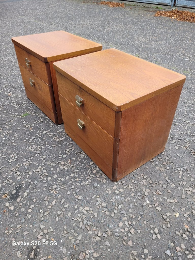 Matching pair of vintage Stag bedside drawers, delivery available 