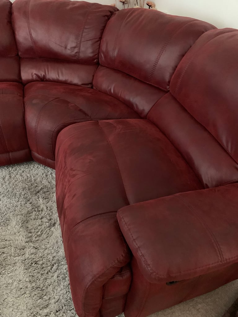 Red Leather Corner Sofa