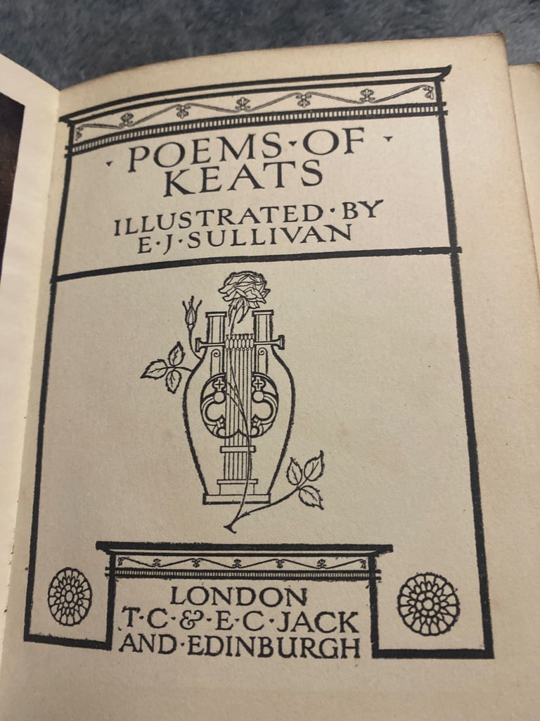 Antique Keats poem book 1916 